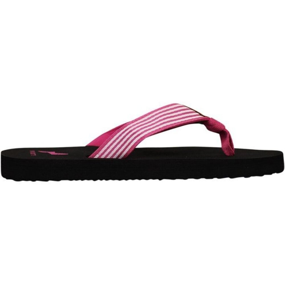 Norty Womens Flip-Flops Size 6 Fuscia Striped Strap Rubber Sole Casual Beach San - Picture 5 of 6